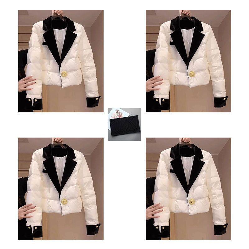 

Women s Elegant White Cropped Cotton Jacket – Winter 2025 Collection XL