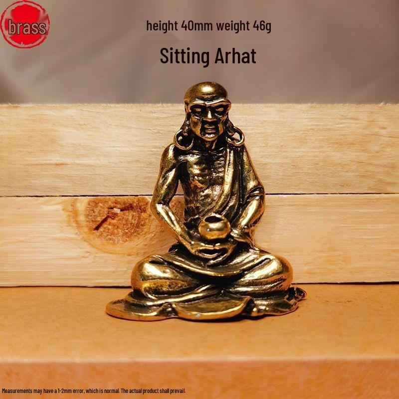 Solid Brass Eighteen Arhats Dragon and Tiger Taming Desktop Ornaments