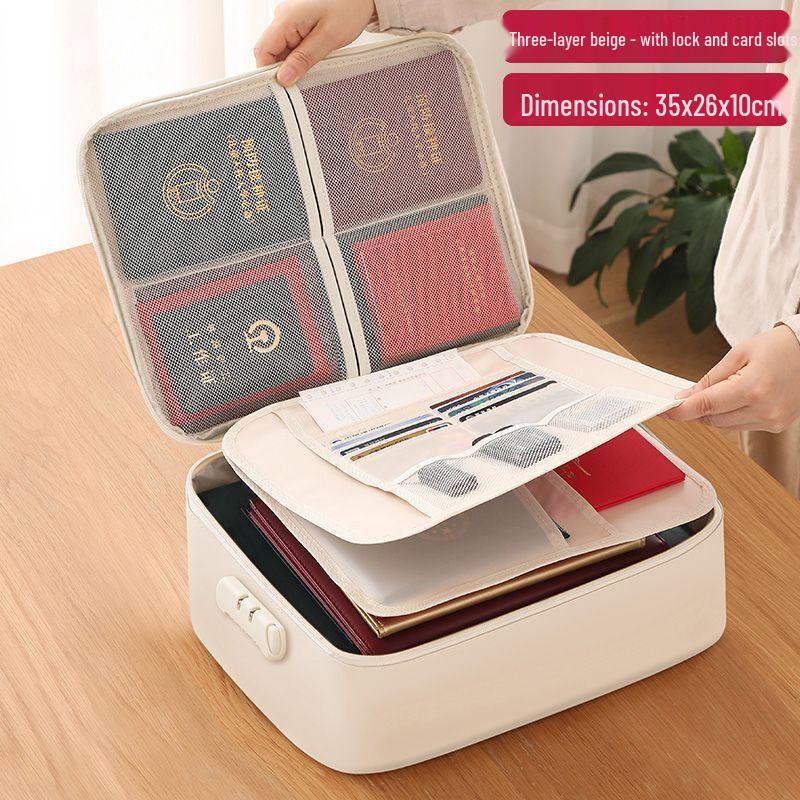 PU Leather Document Storage Organizer with Lock