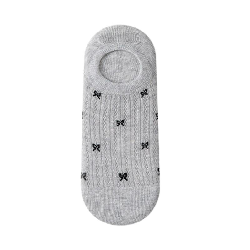1/5pairs Spring And Summer Women's Socks Cartoon Bow Silicone Non-slip Breathable Invisible Pure Cotton Ankle Boots Soft Socks