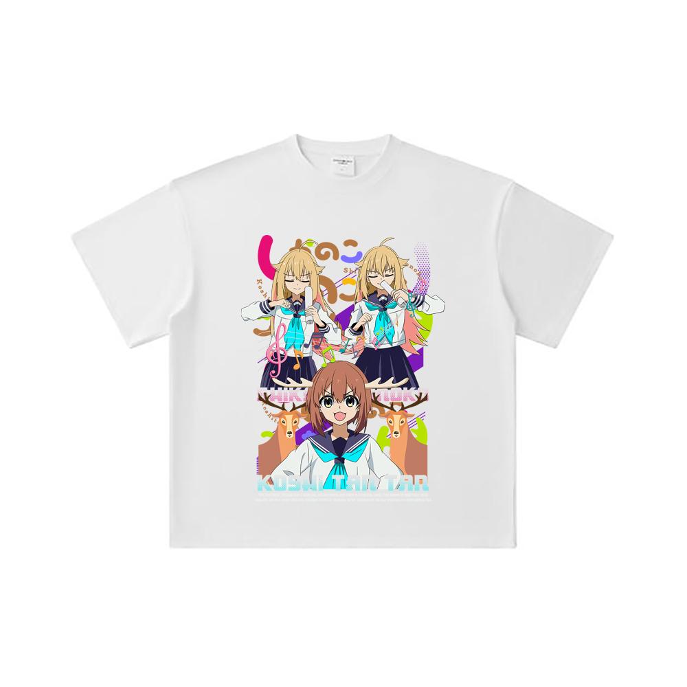 260 GSM Double Yarn 32 Count 100% Cotton Shikanoko V1 Koshi Print Unisex Heavy Cotton T Shirt