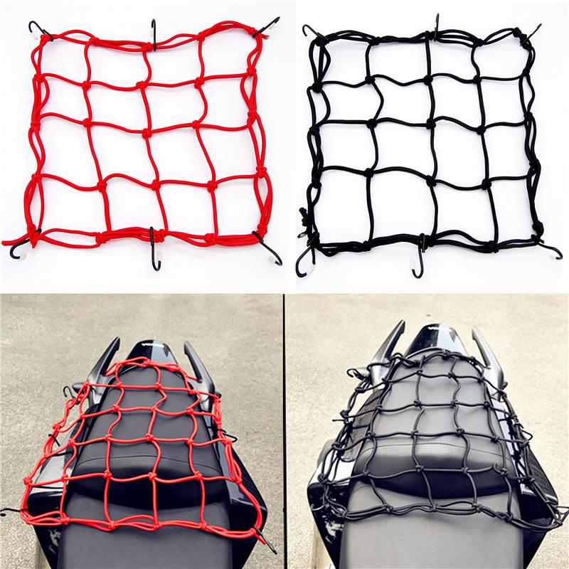 30*30cm Motorcycle Luggage Net Cargo Net Helmet Rope Storage Bag Twine Holder Tank Mesh Adjustable 6 Hooks Luggage
