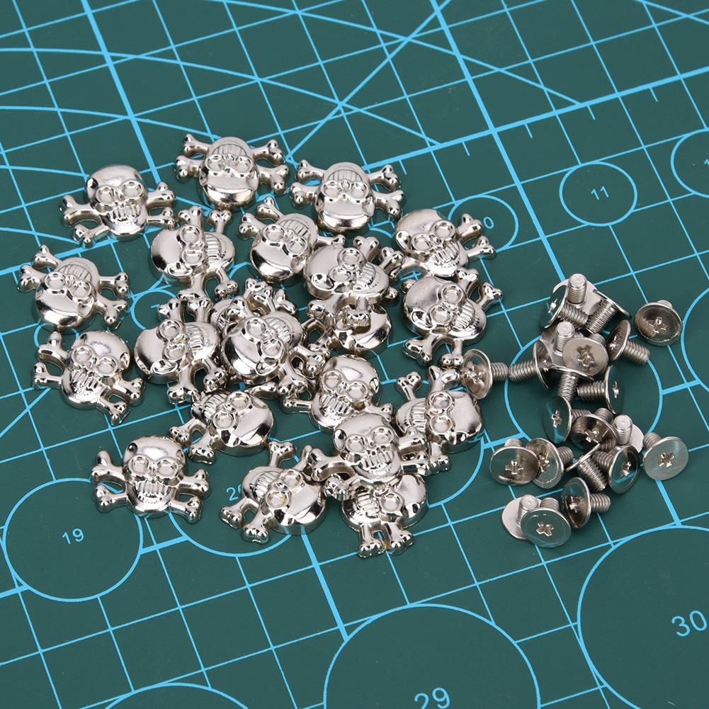 20PCS DIY 15mm Punk Skull with Bone Rivet Gothic Ornaments Luggage Accessories