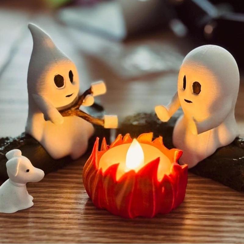 Ghost Campfire Flickering Halloween Night Light 3d Led Small Campfire Light For Indoor Halloween Decorations