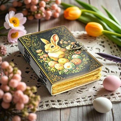 Bunny Rabbit Leather Grimoire Journal: Deckle Edge Spell Book