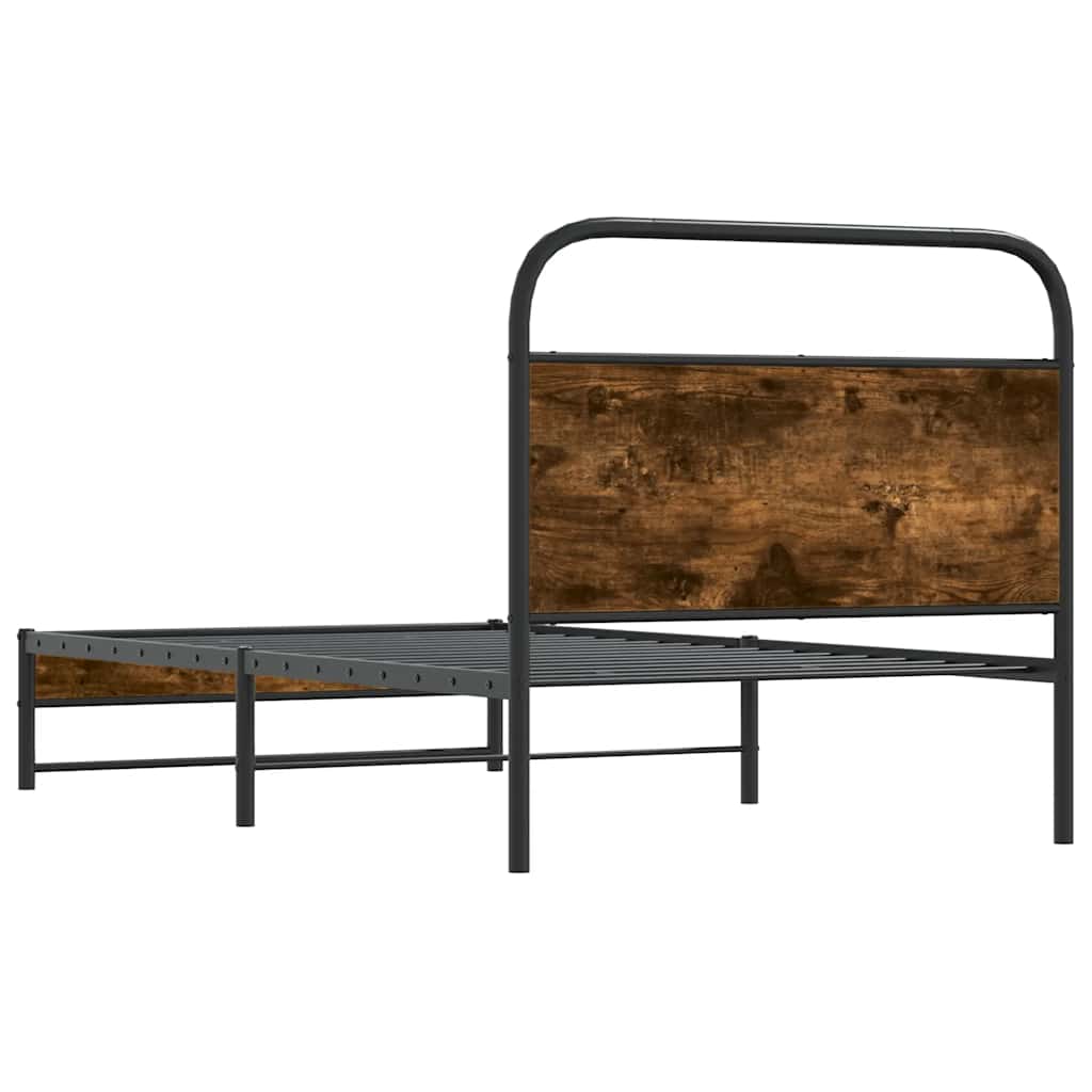 Bed Frame without Mattress 107 x 203 cm Smoked Oak Wood Based Material