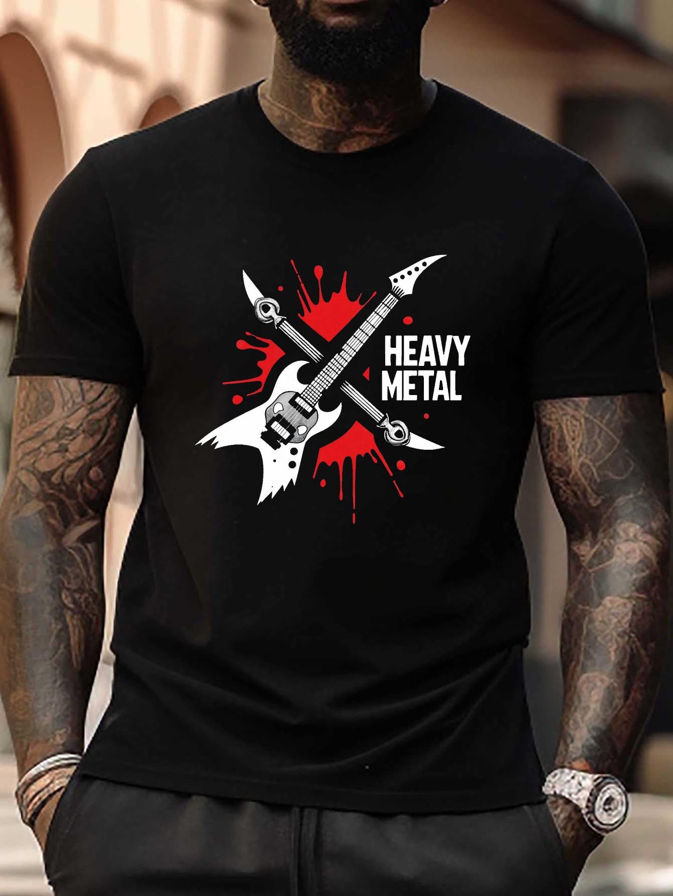 Heavy Metal Skull Guitar Art Plus Size T-shirt L