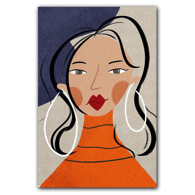 Nordic Figure Oil Painting Women Minimalist Abstract Art Canvas Painting Living Room Corridor Office Home Decoration Mural No Frame