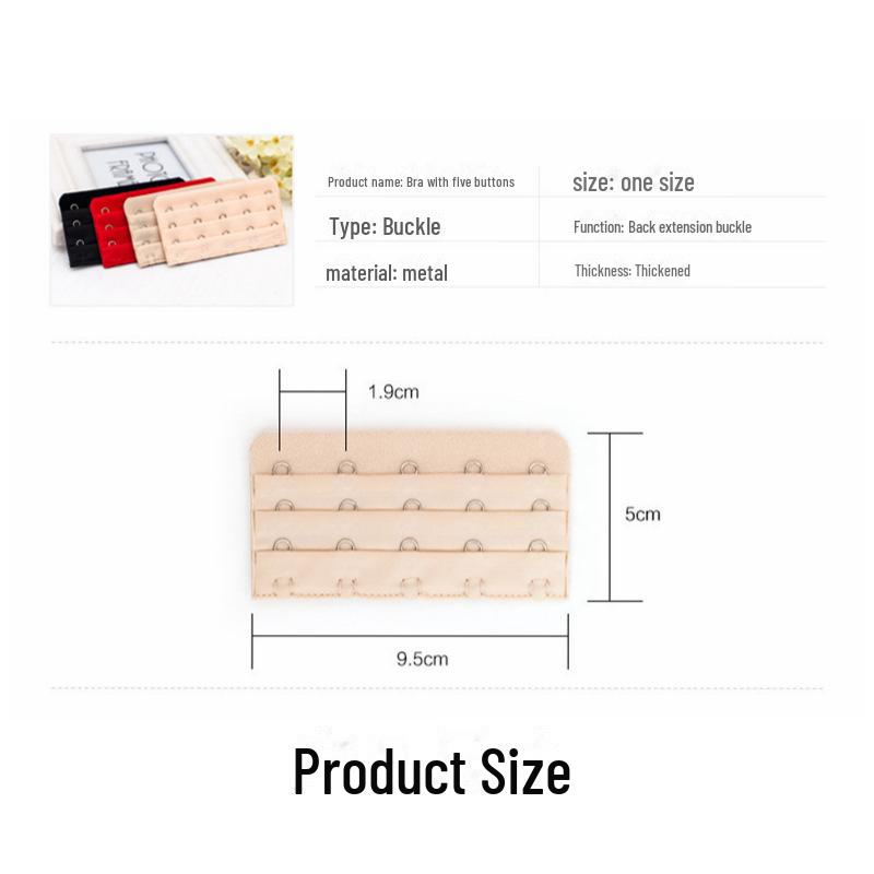 Fünfreihiger Drei-Knopf-BH-Verlängerer aus Edelstahl für verstellbare große Größenpassform