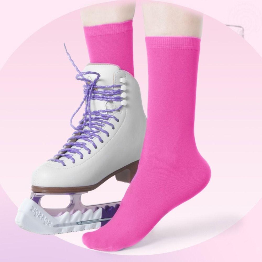 Breathable Ice Skating Socks Comfortable Elastic Figure Skating Socks Solid Color Cotton Roller Skating Socks Workers Athletes