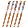 Morikuru Bamboo Set of 5 Natural Bamboo (Morikuru) Japanese-made Chopsticks, Approx. 22.5cm, Pairs, Ukiyo-e Design, Non-slip Finish, Material, TK03-22