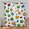 2pcs 2D Flat Printing Curtain Cartoon Trash Truck_a Machine Washable Polyester Without Electricity Festive Curtains Perfect for