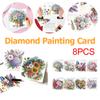 8PCS 5D Rhinestone Arts Greetings Birthday Card DIY Diamond Art Cards Handmade Diamond Painting Greeting Thank You Card Gift