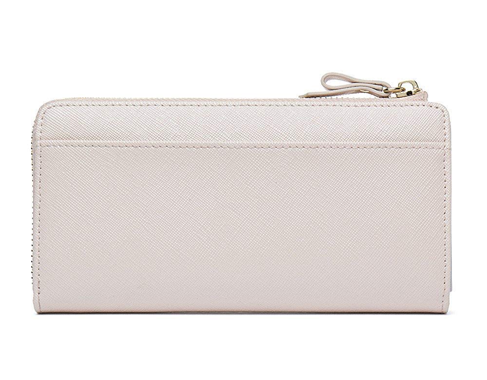 Fair Fairy Long Wallet with Genuine Leather and Simple 160724 Women's L-Zip Ribbon, (Pink Beige, Outlet)