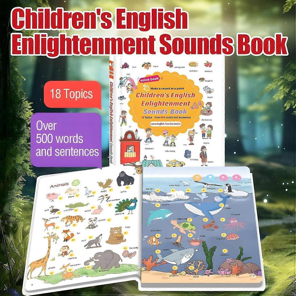500-Wort Audio Lernbuch, Englisches Wort-Soundbuch für Kinder Kleinkinder 2,3,4,5,6 Jahre alt, 500+ Wörter Sprechende Interaktive Audiobücher für Frühes Lernen
