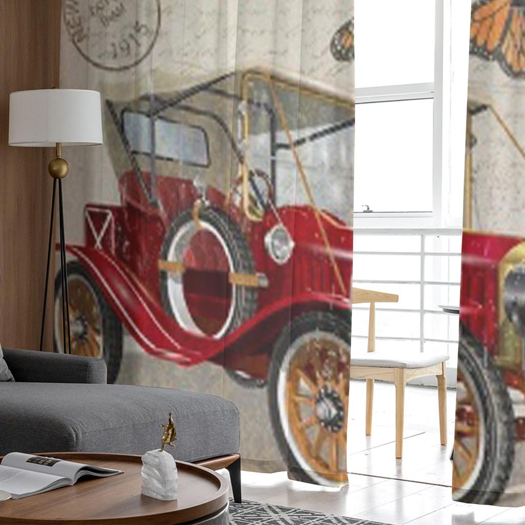 New York Vintage Plakát Průsvitný Závěs Do Obývacího Pokoje Ložnice Voálové Záclony Na Okno Organzové Záclony Párty Tylové Závěsy