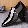 Męskie skórzane buty Paten Oxford buty dla mężczyzn Slip on Jasne skórzane buty biznesowe casualowe Obuwie Buty ze szpiczastym noskiem dla mężczyzn