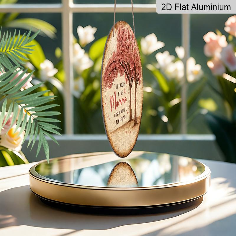 2D Flat, 1Pc Round Aluminum Hanging Sign - "Ti Voglio Bene Mamma" Italian Quote Metal Wall Art, Vintage Cherry Blossom Tree Design, Perfect for
