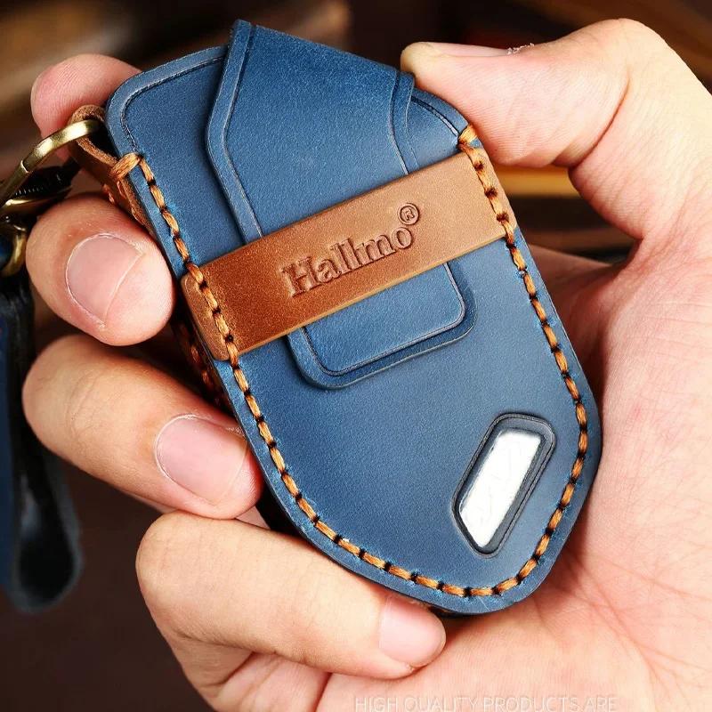 5/6/7/8 Bottons Genuine Leather Auto Key Fob Cover Case Key Ring Fit For Kia Carens Picanto Gt Line Carnival K8 Rio Telluride Auto Accessories