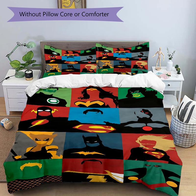3pcs Superhero Duvet Cover Set, 1 Duvet Cover + 2 Pillowcases (No Insert), High-Definition Print for All Seasons,Durable Yy251103076