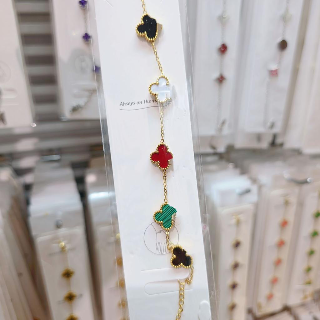 Double-sided Five-flower Four-leaf Clover Bracelet Titanium Steel Does Not Fade Light Luxury High-end Jewelry