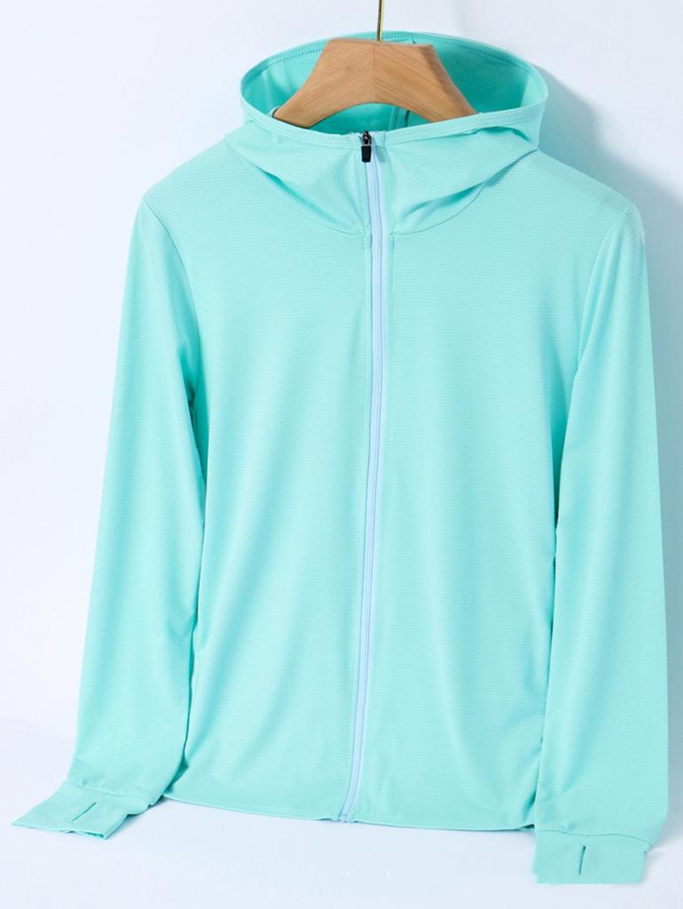 Women's Summer Sun Jacket Zippered Lightweight Ice Silk Sun Jacket for Outdoor Activities