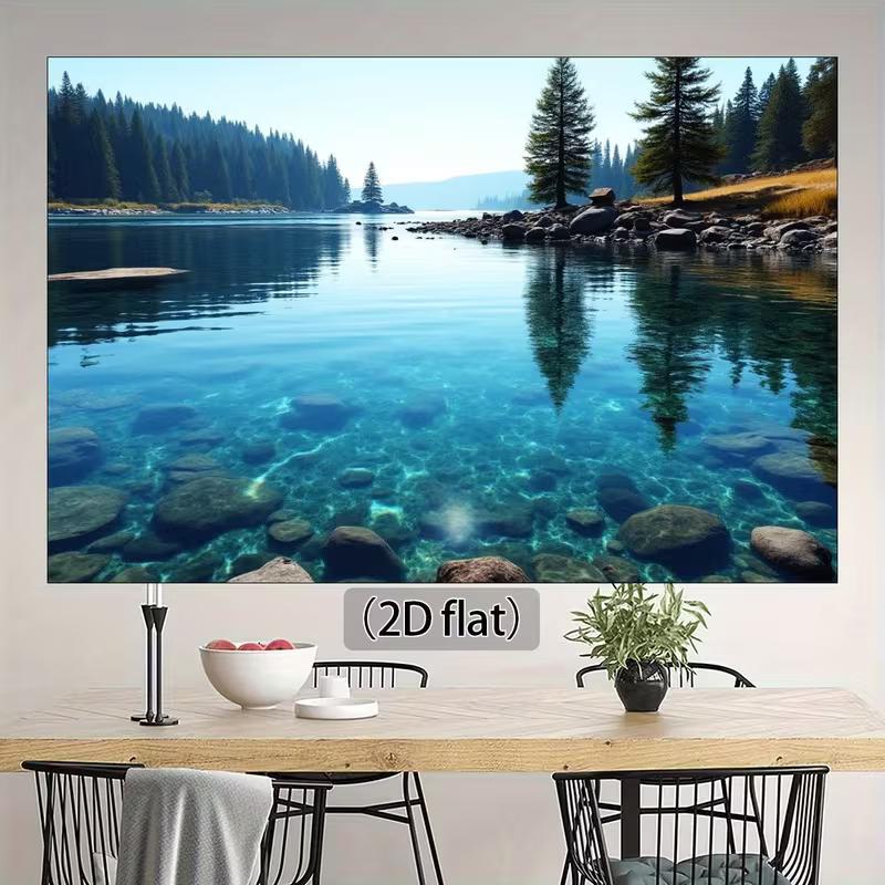 Serene Mountain Forest Lake Scenery Background Cloth for Studio Photoshoot
