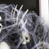 45cm Halloween Door Wreath, Spider Web Skeleton Black Halloween Wreaths for Scary Halloween Decorations Indoor Outdoor
