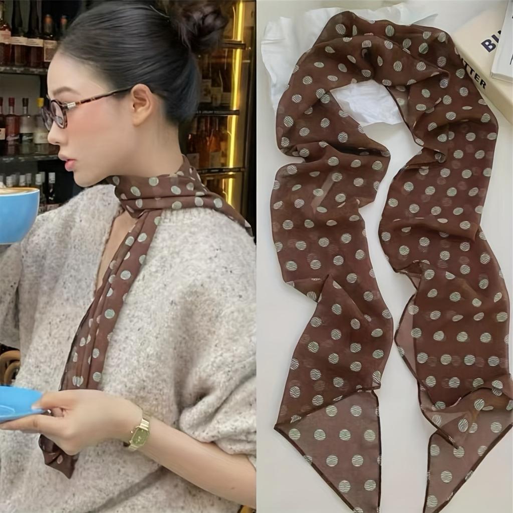 Long Wavy Silk Scarf for Women Versatile Neck Thin Scarf Headband Accessories