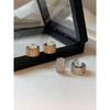 Niche Style Super Flash Gold and Silver Color Full Diamond Ring Female Stud Earrings