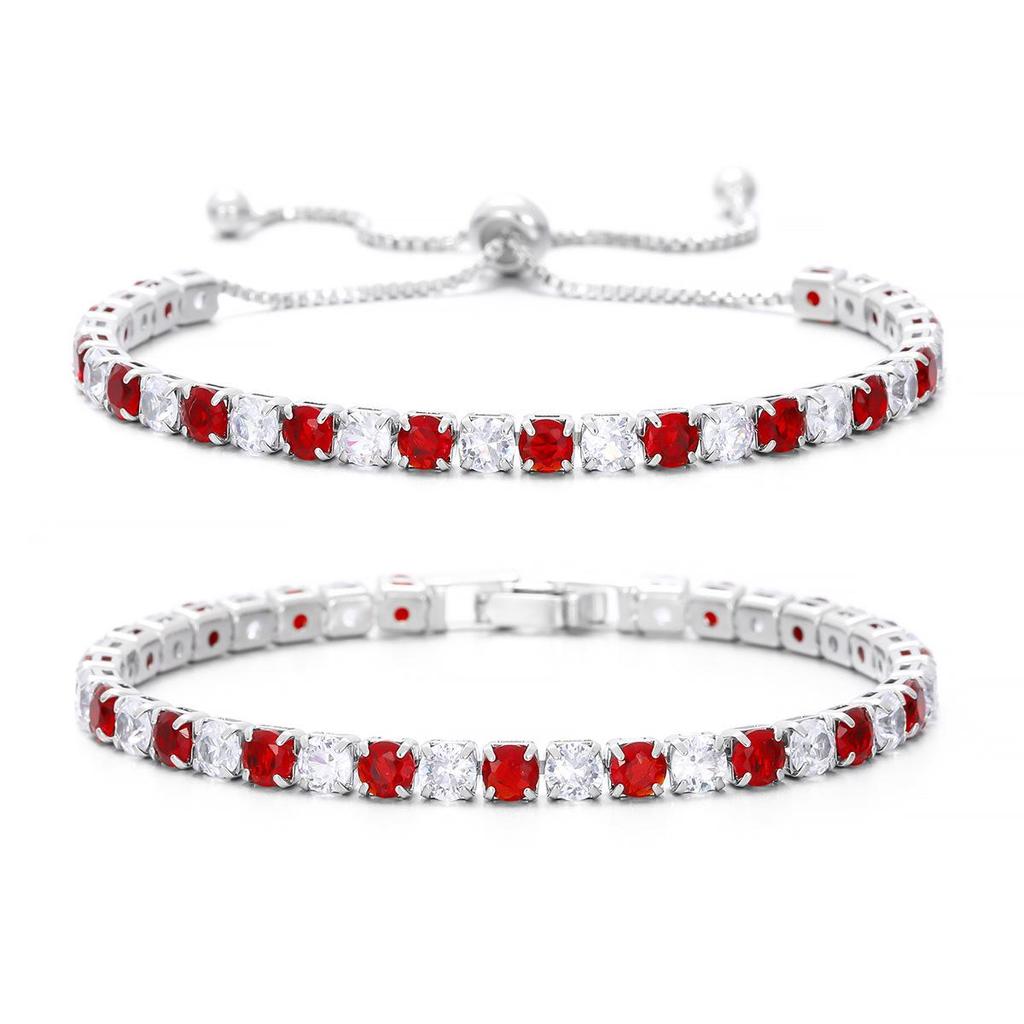 Iridescent Zircon Tennis Bracelet Set - White Gold Plated Fashion Jewelry