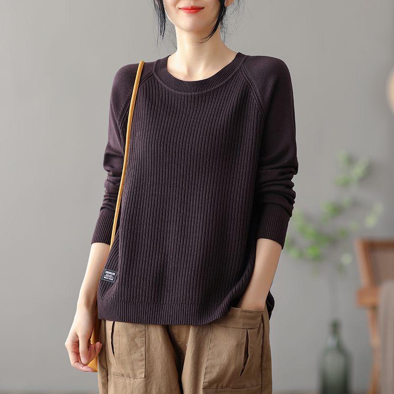 Осенне-зимний женский свободный свитер больших размеров с круглым вырезом, повседневный пуловер, трикотаж, однотонный эластичный трикотажный топ, джемпер 4XL
