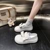Platform White Shoes Women's Spring 2025 New Velcro White Casual Shoes Ugly Cute Big Head Shoes Low Top Single Shoes
