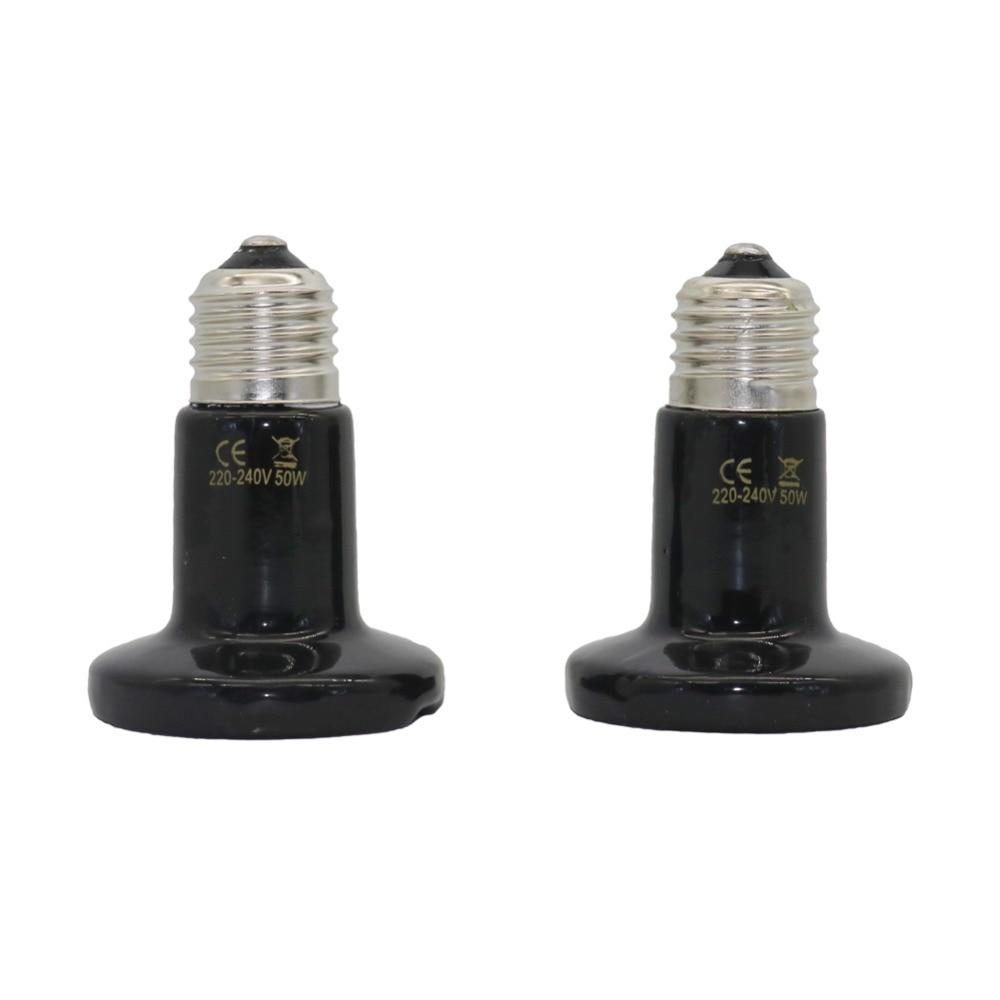 E27 Pet Heating Light 25W 50W Mini Infrared Ceramic Emitter Heat Bulb Black For Reptile Pet Brooder Lamp