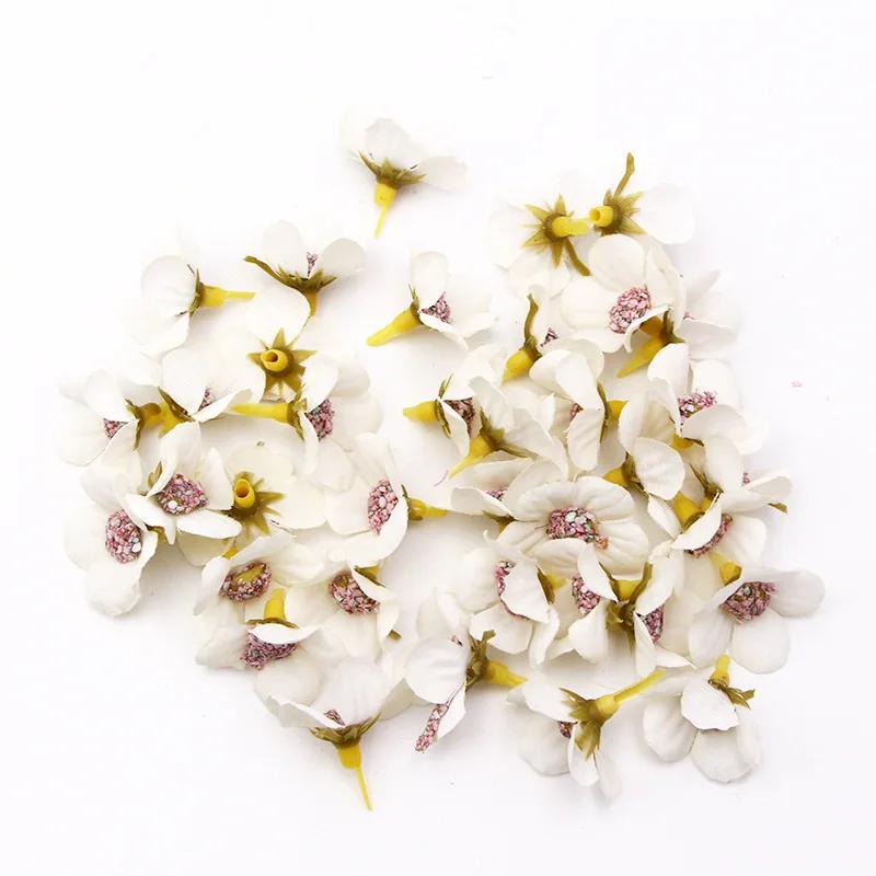 50pcs/bag Artificial Flower Heads 2cm Mini Flower DIY Garland Festival Decoration Wedding Decoration Home Ornament
