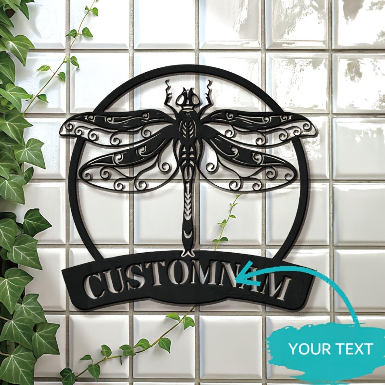 

Custom Metal Sign Dragonfly Rustic Wall Art for Home Garden Weather Resistant Indoor Outdoor Decor Personalized Gift S чёрный