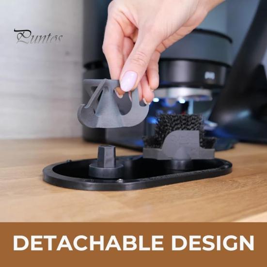 Espresso Machine Cleaning Accessories Electric Automatic Portafilter Cleaner Stainless Steel Handle Station with Coffee Grounds Spill Catcher Brush &