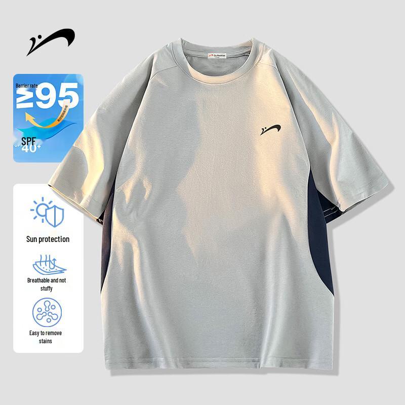Guirenniao Men s Heavyweight Round Neck Short Sleeve T-Shirt L