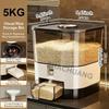 Automatyczny dozownik ryżu o dużej pojemności 5 kg/10 kg z kubkiem, hermetyczny pojemnik na ryż odporny na wilgoć, niezbędne akcesoria kuchenne