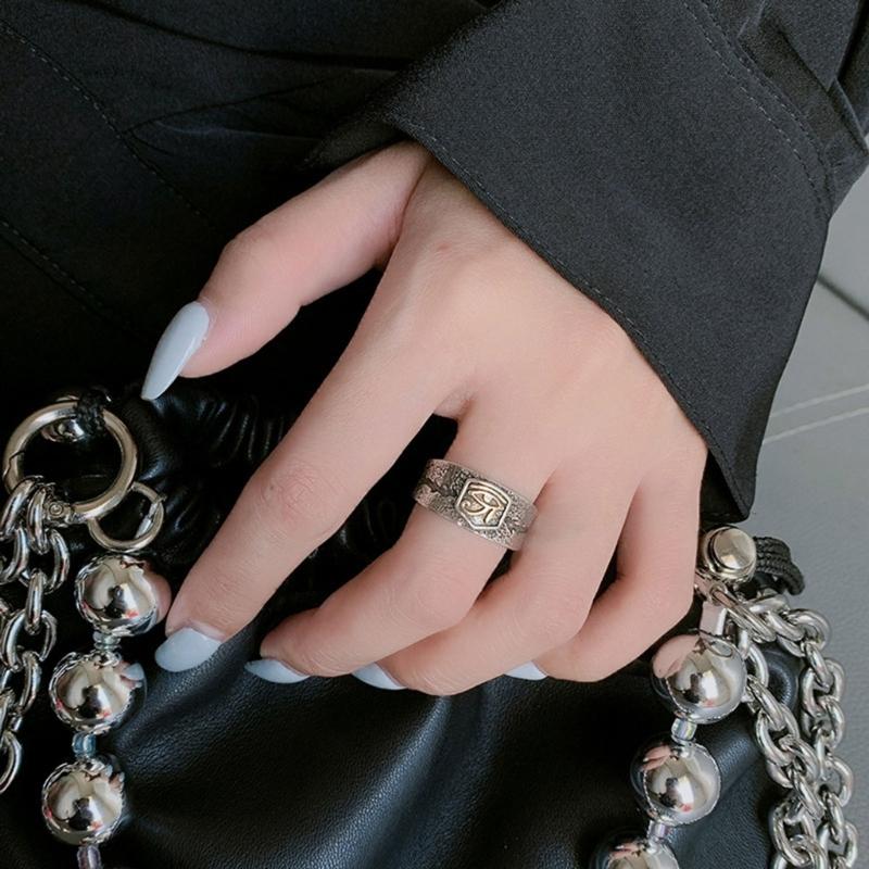 Egyptisk Horusöga Ring Justerbar Mode Fingerring för Skydd Smycken Cool Justerbar Ledring Delikat Födelse