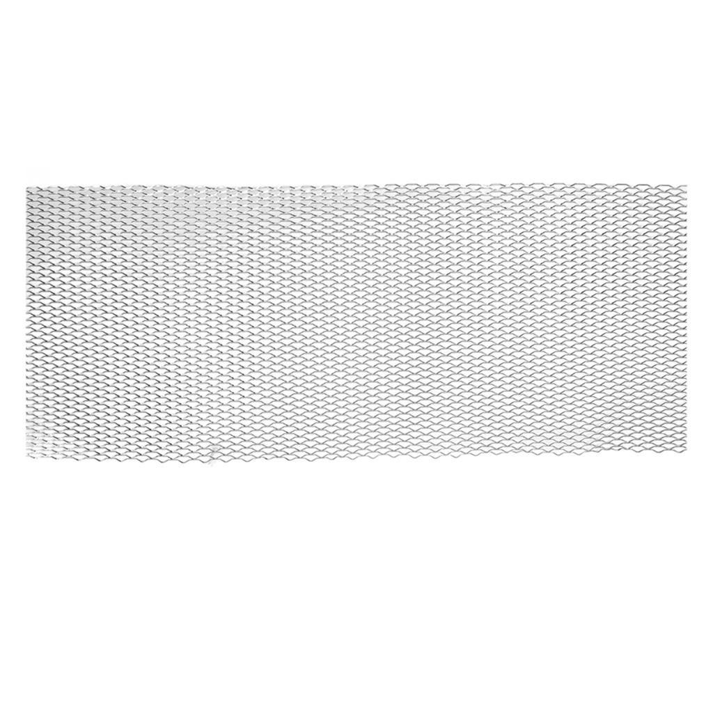 Car Front Center Grid Grille Rhombic Mesh Stable Structure Aluminum Universal Fit for Cars Silver