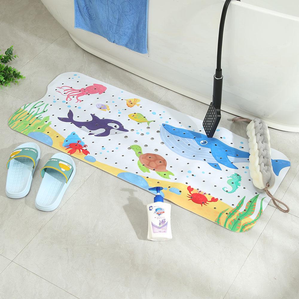 Tappetino antiscivolo in PVC per vasca da bagno - Sott'acqua, Cartoon Esteso, Tappetino da Pavimento per Bambini, 100x40cm