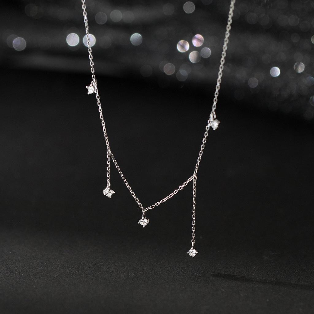Xiaomi S925 Sterling Silver Necklaces For Women Simple Chain Fashion Minimalist Pendant Necklaces Gold Zircon Birthday Gift