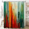 Abstract Green Orange Shower Curtain Modern Watercolor Design For Bathroom Decor