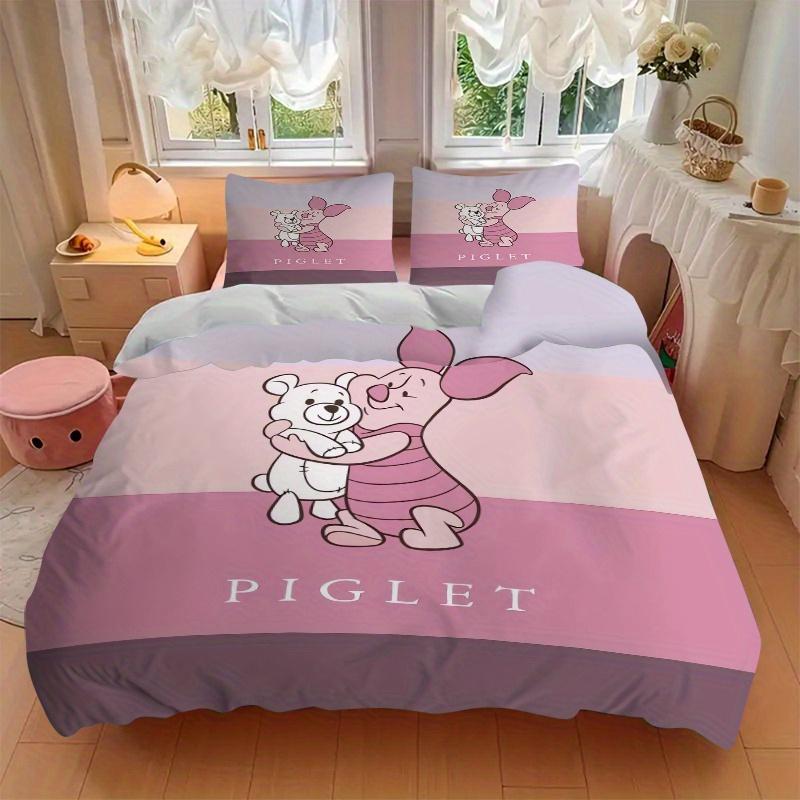 Set Biancheria da Letto 3 Pezzi Maialino & Winnie the Pooh Abbraccio, Include 1 Copripiumino e 2 Federe, Senza Imbottitura, Morbido e Confortevole 077