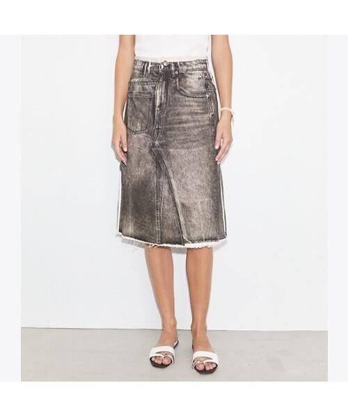 Tolibeochi Overprinted Deconstructed Denim Skirt - Soft Brown - Soft Brown