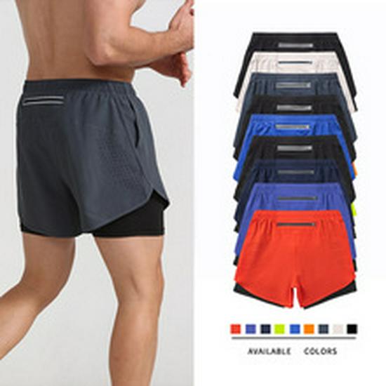 Men's Outdoor Quick-Dry Running Shorts with Waist Bag, Double Layer, Summer Track and Field Shorts