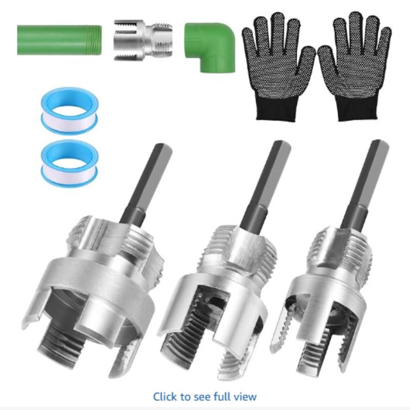 Integrated Internal & External Pipe Threading Tool 3PCS Durable PVC Pipe Threader Kit for Household DIY Plumbing Renovation Tasks
