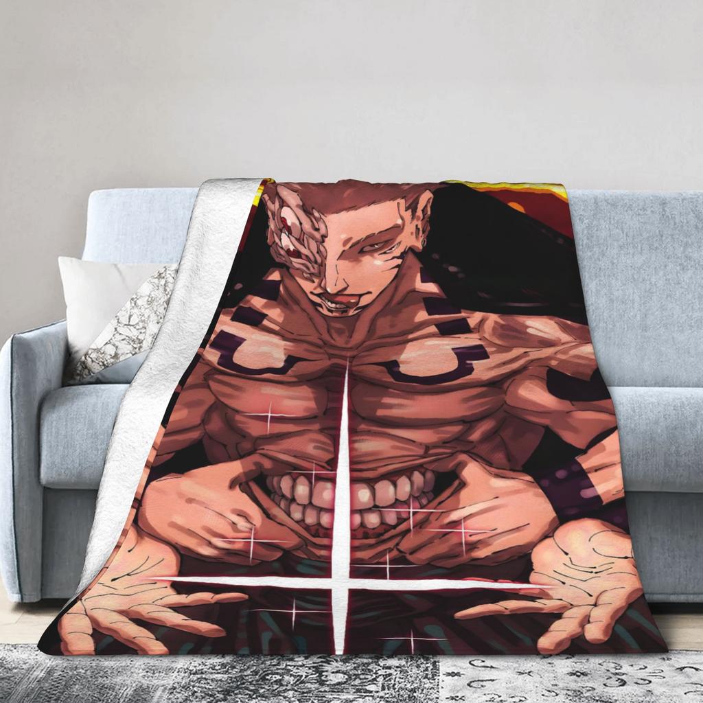 Sukuna Ryomen Jujutsu Kaisen Decken Samt Herbst/Winter Multifunktionale Super Warme Überwurfdecke für Bett Reisen Bettüberwürfe