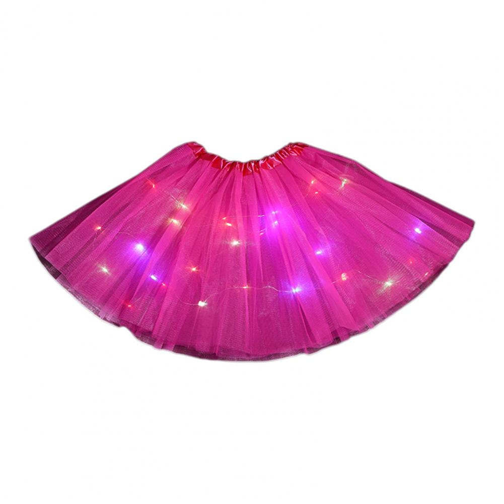 Half-length Mesh Skirt Colorful Led Light-up Mesh Skirt for Women with Elastic Waist Multi-layered Stage for Parties for Women